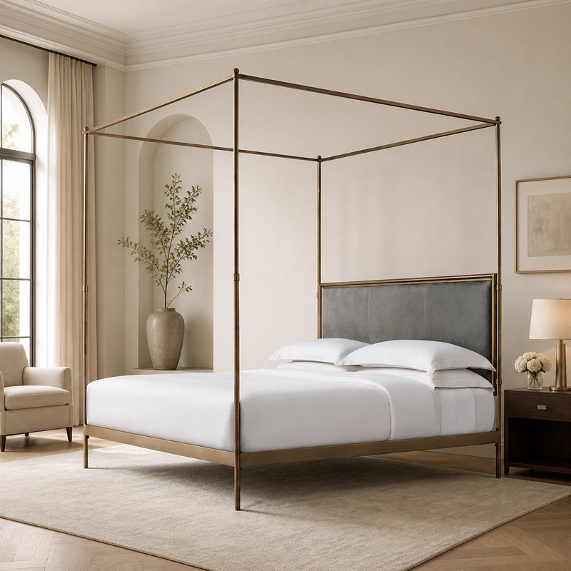 Canopy Bed Frame Metal Queen - xx-Estructura de cama metálica moderna de