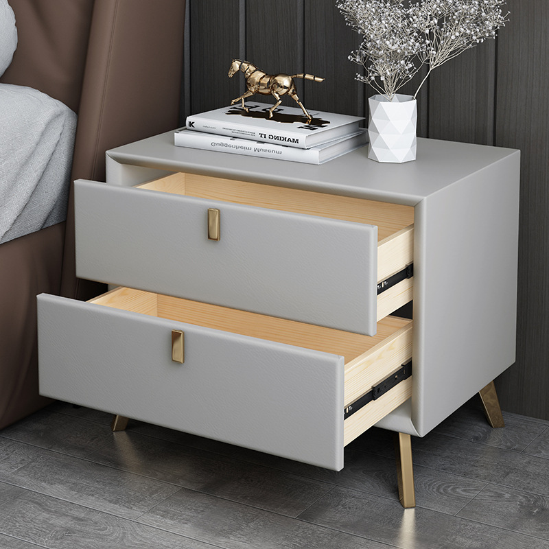 Solid Wood Nightstand 2 Drawers - Mesitas de noche de estilo moderno,