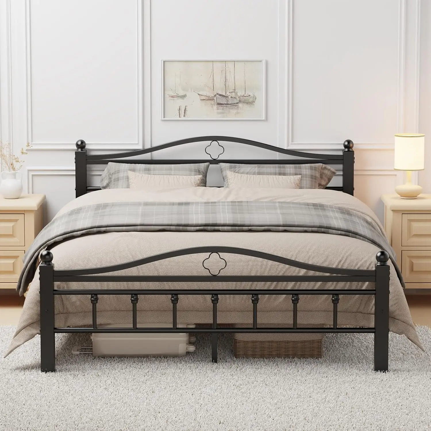 Canopy Bed Frame Metal Queen - Base de cama de metal tamaño