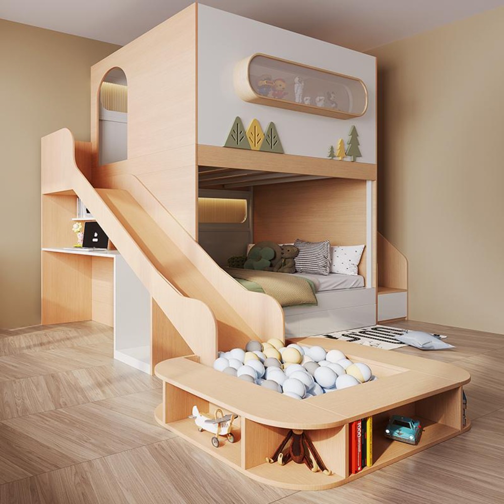Bunk Bed With Stairs And Slide - Cama doble tipo cápsula espacial con