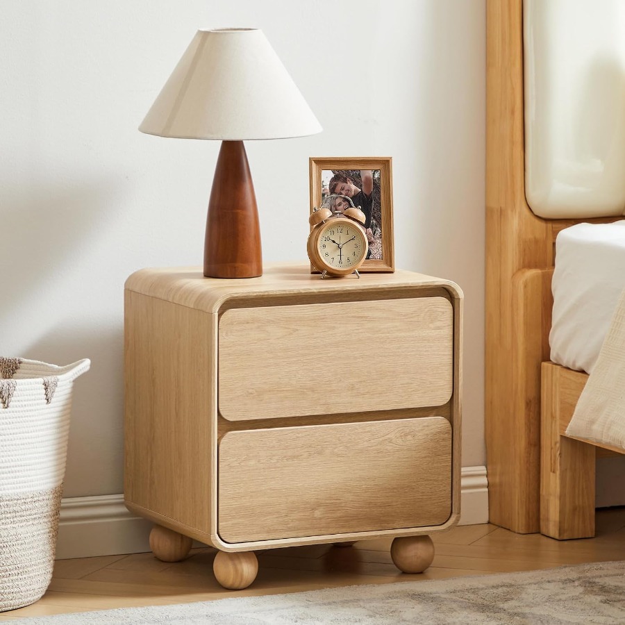 Solid Wood Nightstand 2 Drawers - Pequeña mesita de noche con 2