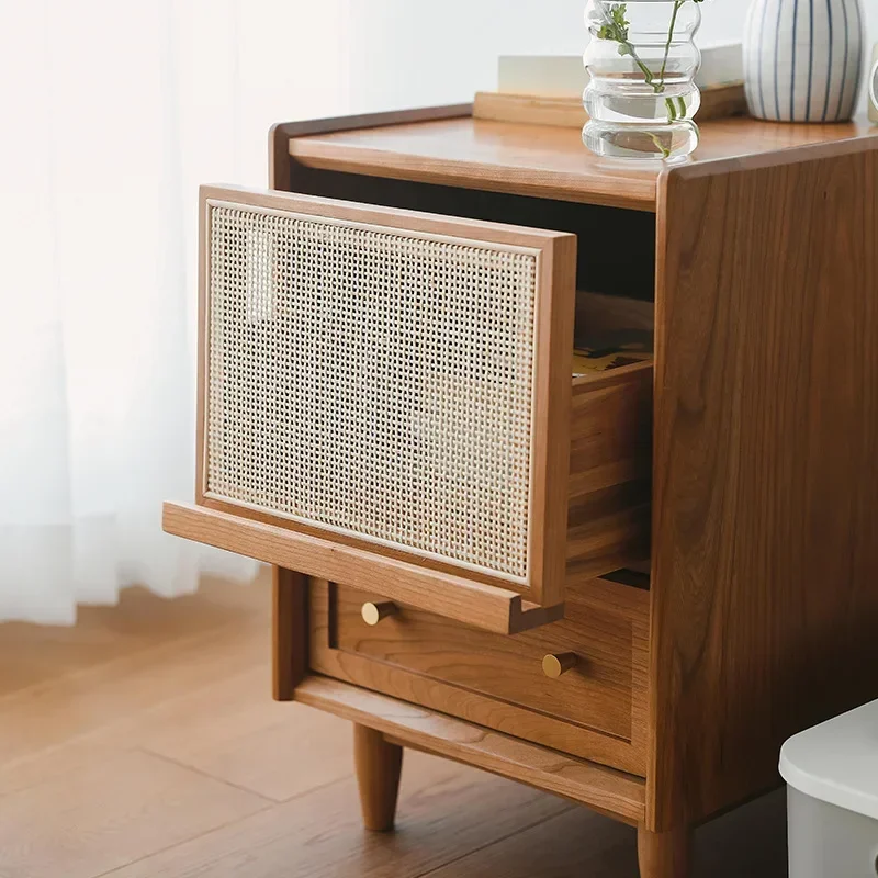 Mesitas de Noche de Ratán con  - Solid Wood Nightstand 2 Drawers reseña y precio