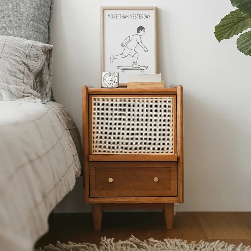 Mesitas de Noche de Ratán con  - Solid Wood Nightstand 2 Drawers reseña y precio