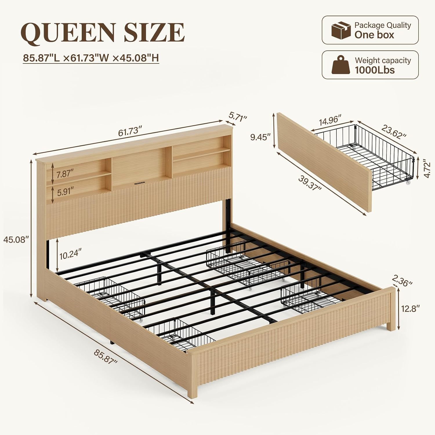 Base de Cama Queen Size con 4  - Canopy Bed Frame Metal Queen reseña y precio