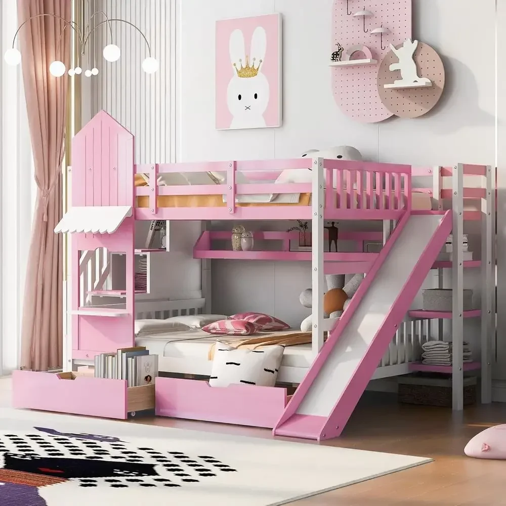 Cama de dos pisos para niños c - Bunk Bed With Stairs And Slide reseña y precio