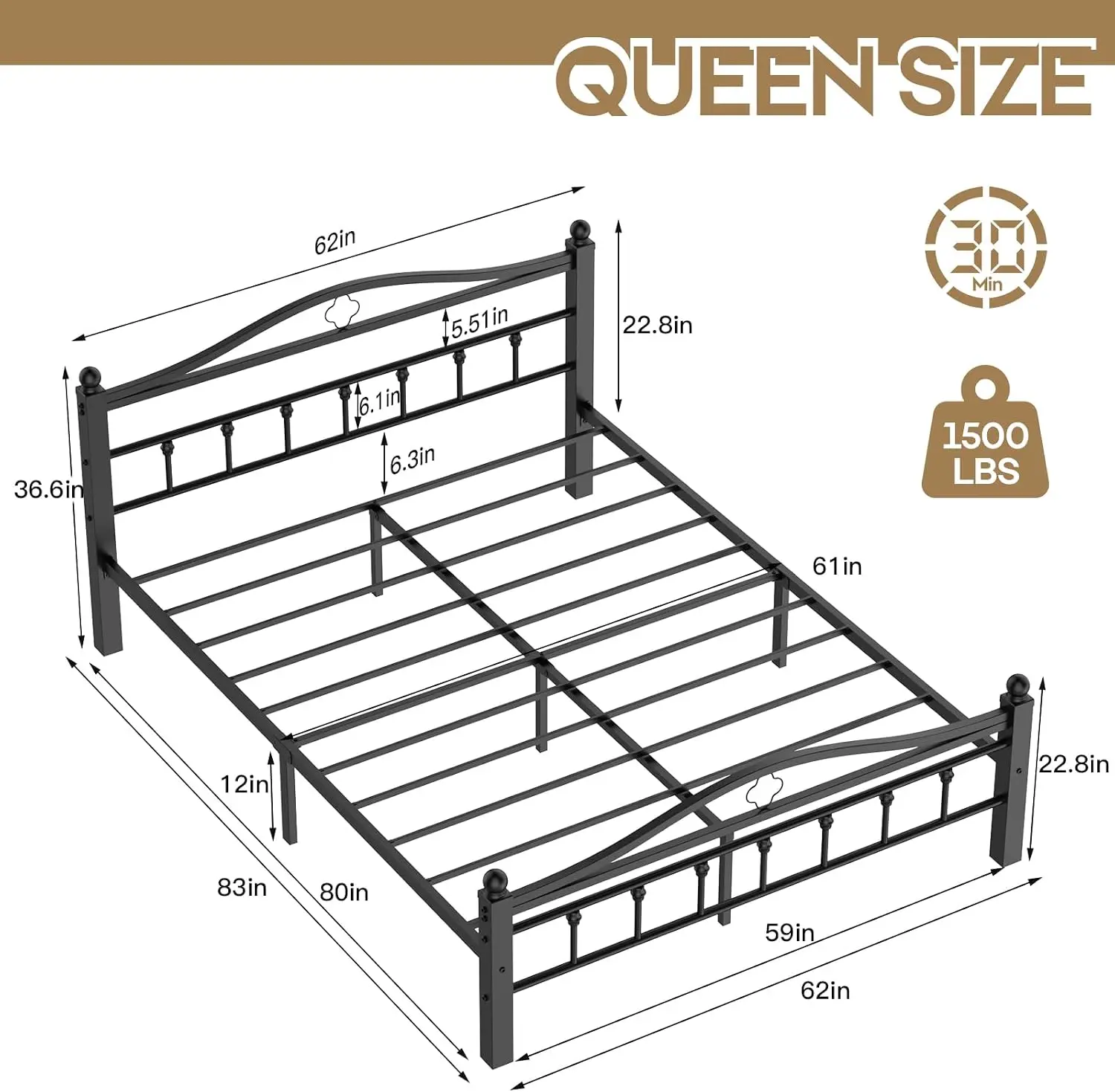 Base de cama de metal tamaño q - Canopy Bed Frame Metal Queen reseña y precio