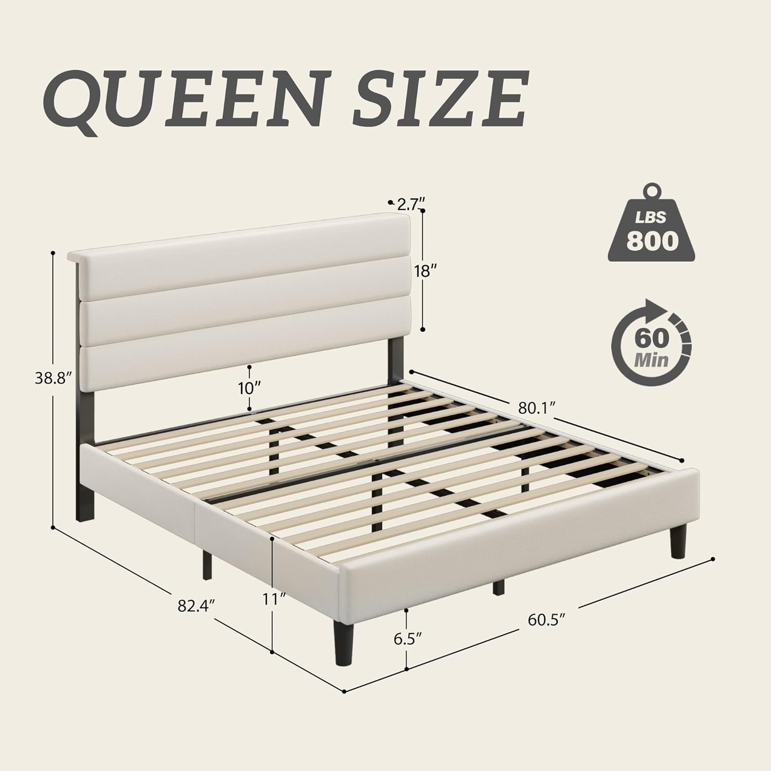 Base de Cama Queen con Cabecer - Canopy Bed Frame Metal Queen reseña y precio