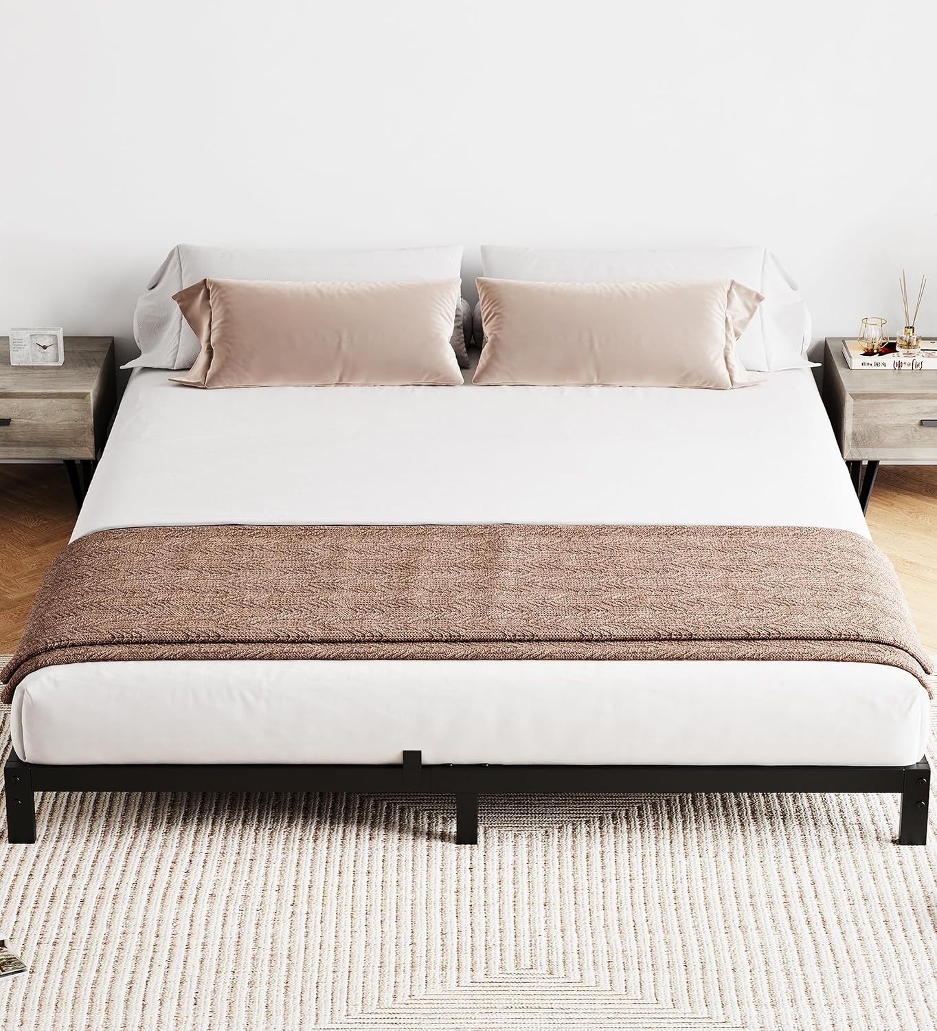 Base de cama de metal resisten - Canopy Bed Frame Metal Queen reseña y precio